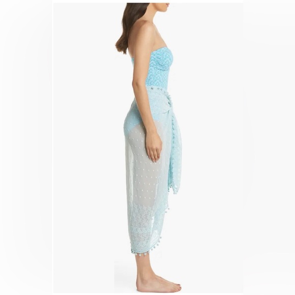 BRAND NEW Melissa Odabash Embroidered Pareo in Celeste Blue One Size Coverup - Picture 4 of 7